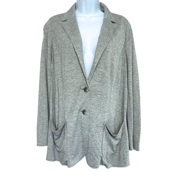 J Jill Womens Blazer Jacket Size LP Gray Wool Blend Stretch Knit Business Career - Picture 1 of 10